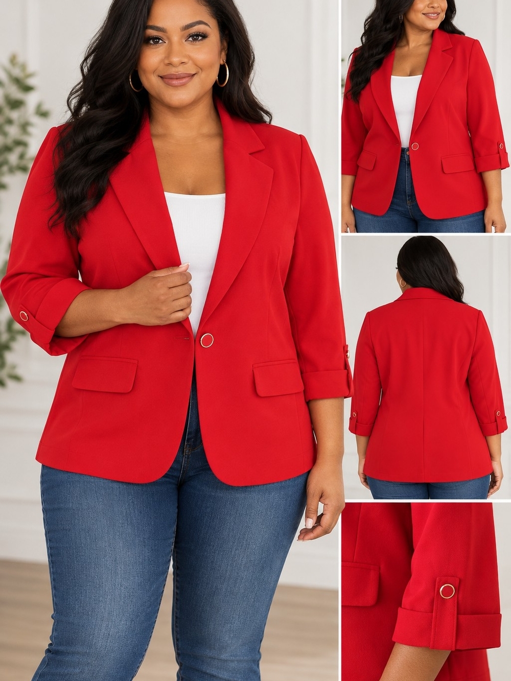 Soho Vibrant Red One-Button Notch Lapel Blazer